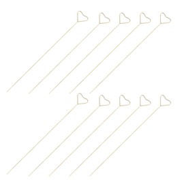 PATIKIL Floral Pick Card Holder, 60 Pack 13" Metal Straight Head Heart Stick Flower Pick Card Holder for Floral Arrangement Wedding Valentine's Day, Gold
