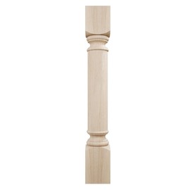 Ekena Millwork COL05X05X35TRRW Traditional Cabinet Column (Top Block: 6", Bottom Block: 7"), 5"W x 5"D x 35 1/2"H, Rubberwood
