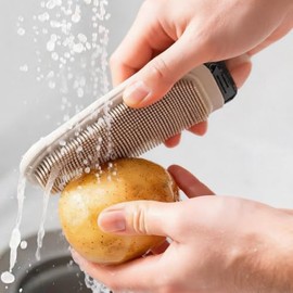 2-Pack Silicone Dish Scrubber Sponge, BPA-Free Food-Grade Dish Brush with Dual-Sided Scrub & Scraper, Hanging Hole, Fast-Dry Reusable for Dishes, Frui