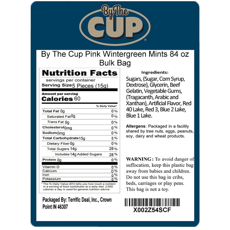 By The Cup Pink Wintergreen Mints 84 oz Bulk Bag
