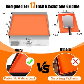 GRILL FORCE Silicone Griddle Mat with Spatula Mat for Blackstone 17 Inch Griddle Food Grade Silicone Mat Protective Mat Cover Griddle Buddy Mat Keep,Protect Griddle from Insect,Rust