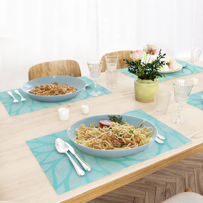 Placemats and Coaster Sets Teal Set of 6 - Woven