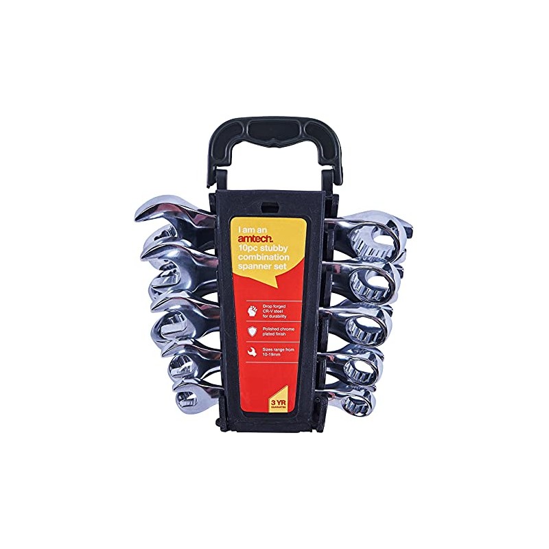 Amtech K2001 10 Piece Stubby Combination Wrench Set