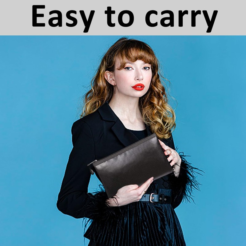 1 Piece of Black Fireproof Bag, Waterproof and Fireproof Document