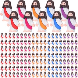 Barydat 150 Pack Mini Jesus Figurines Bulk Little Jesus Toys Tiny Jesus Figures Christ Savior Jesus Doll Gifts Religious Jesus Gifts for Hide Thanksgiving Day Sunday School Baptism Gift(Colorful)