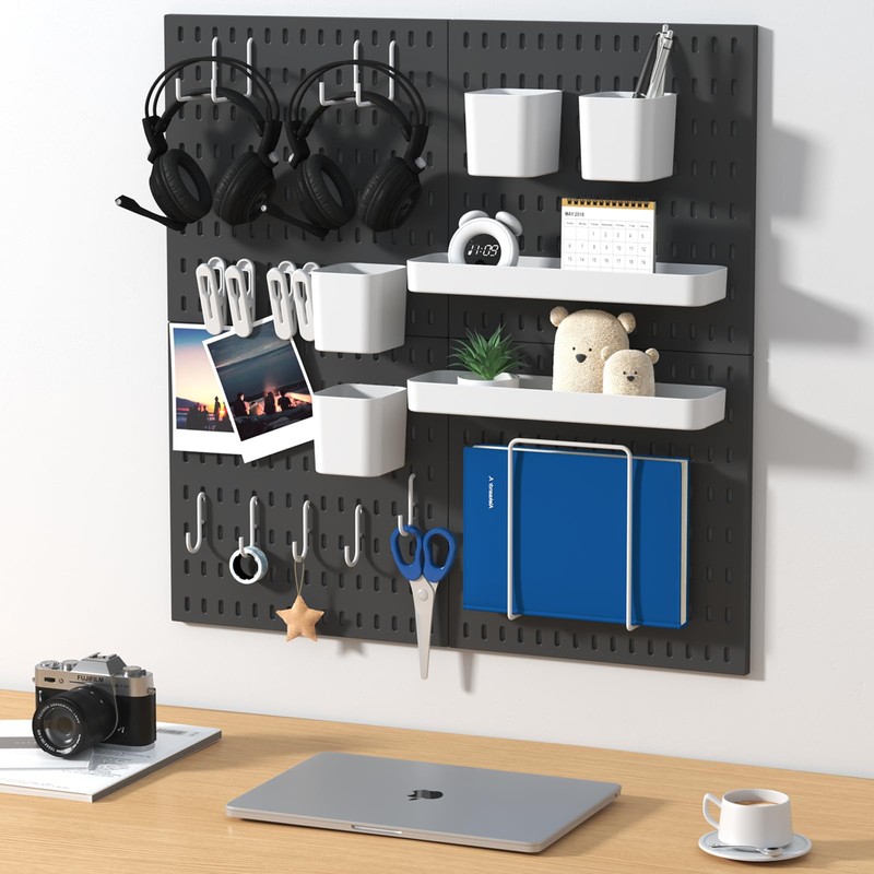 VEOFEMLEA Pegboard Combination Kit, 4 Peg Boards Black Pegboard for