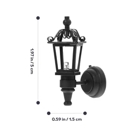 Leorx Vintage DIY Dollhouse 1 12 Dollhouse Miniature LED Wall Light Lamp (Black)
