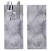 30 Cutlery Pockets with Napkin Grey Marbled 20 cm