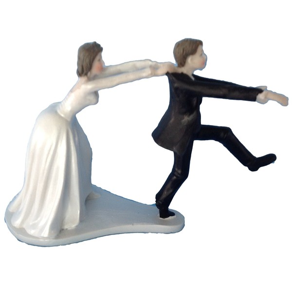 Bride and Groom Cake Top Funny Couple Runaway Groom by