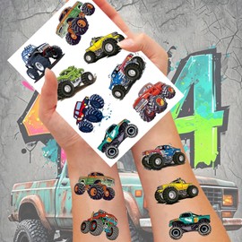 Tazim 210 PCS Monster Truck Race Car Temporary Tattoos for Kids &Motorcycle Rocket Airplane Fake Tattoo Stickers For Boys Themed Birthday Party Favors