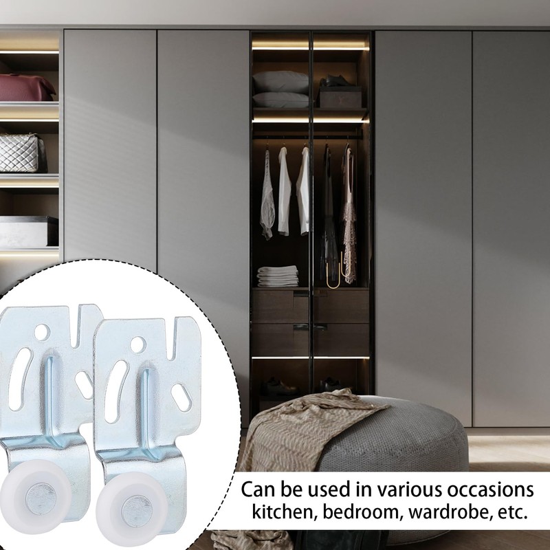 8pcs Sliding Closet Door Roller Hardware Kit, Top Hung Bypass