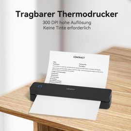 HPRT Portable Printer Wireless for Travel, Bluetooth Thermal Printer Compatible with iOS, Android & Laptop, Supports 8.5 x 11 US Letter & A4 Thermal Paper, Inkless Mobile Printer, Pure Black