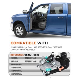 Door Lock Actuator Motor – Compatible with Dodge Ram 1500 2003–2008, Ram 2500 3500 2003–2010, Ram 4500 2008–2010, Front Left Driver Side Power Latch Motor Replaces #55276791AC