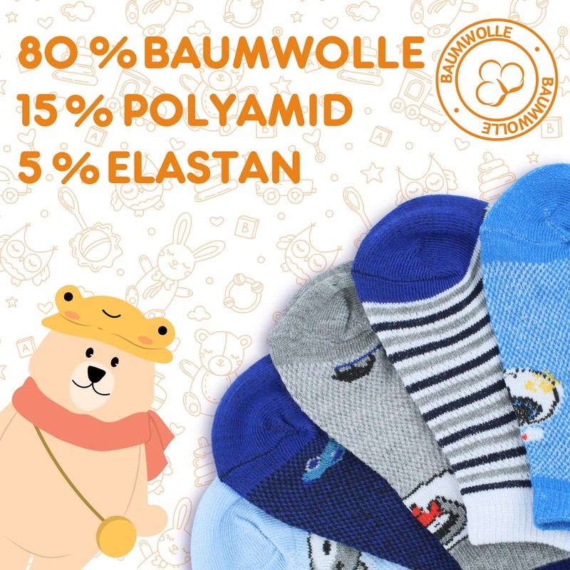 POPYS® 12 pairs of trainer socks for boys, trainer socks,