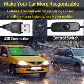 Taxi LED Light Signs,Green Led Light Signs for Car Windshield Taxi Cab LED Sign Light with Suction Cups Hook on Car Window,USB Plug