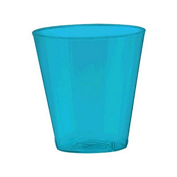 Amscan Caribbean Blue Plastic Shot Glasses - 2 Oz. | 100 Mini BPP Party Drinking Shot Cups, Perfect Disposable Plastic Cups For Birthday Parties, Weddings, Bachelorette Parties & More