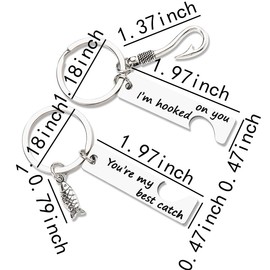 Girlfriend Boyfriend Christmas Gifts for Women Men I'm Hooked on You You're My Best Catch Keychains Set for 2 Wife Husband Anniversary Birthday Gifts for Couple Valentines Day Gift for Fiancee Fiance