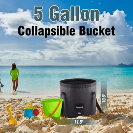 Spopal Collapsible Bucket [Large Capacity 20L= 5 Litre] Portable Folding Bucket Camping Water Storage Container for Wash Basin Fishing, Camping, Beach Storage, Watering Flowers