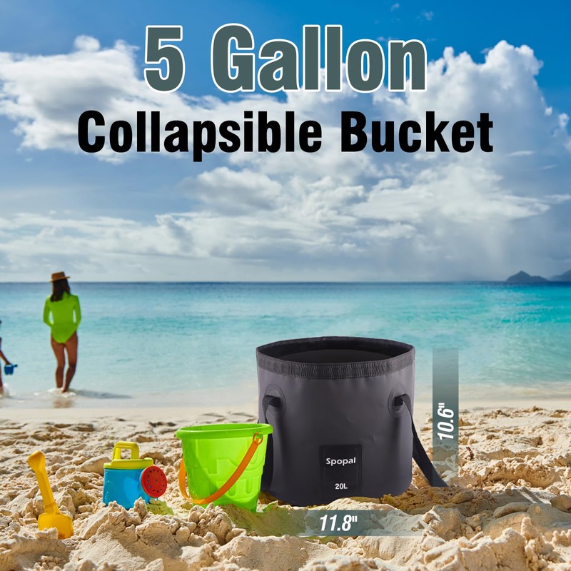 Spopal Collapsible Bucket [Large Capacity 20L= 5 Litre] Portable Folding