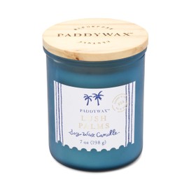 Paddywax Scented Candles Artisan Sea Glass Inspired Coastal Collection Jar Candle with Lid, Lush Palms