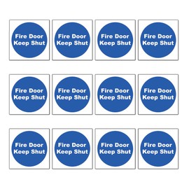 Stcky Fire Door Safety Vinyl Signs [Pack of 12] - Fire Door Keep Shut Sign (100mm x 100mm)