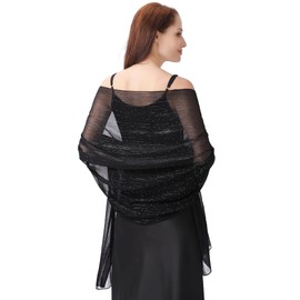 Ladiery Women Shawls and Wraps for Evening Dresses, Lightweight Soft Chiffon Sparkly Rhinestones Women Formal Scarf Shawl Wraps for Weddings