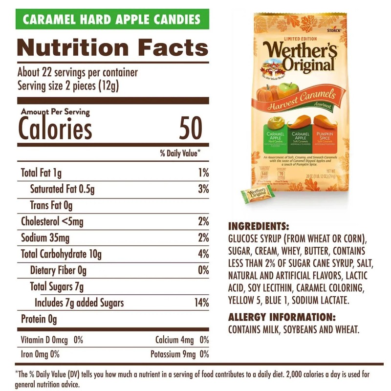 Werther's Original Individually Wrapped Harvest Caramel Assortment, 28 oz.