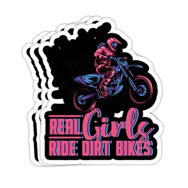 goldbabytee Real Girls Ride Dirt Bikes Funny Motocross- 4x3 Vinyl Stickers, Laptop Decal, Water Bottle Sticker (Set of 3)