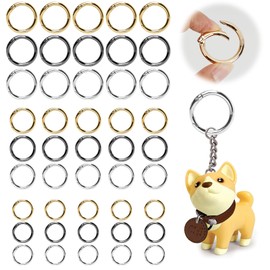 EKOCEV Round Carabiner Pack of 45 15/20/25 mm Round Carabiner Hook, Zinc Alloy Round Carabiner Ring for DIY Crafts Key Rings and Bags (Gold, Silver, Black)