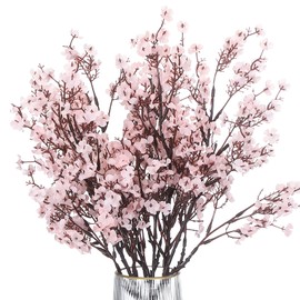 PATIKIL Artificial Flowers, 6pcs European Fake Flowers DIY Bouquet Fake Floral for Home Garden Kitchen Decor Wedding Party Decoration Light Pink