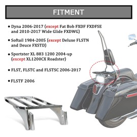 PSLER Motorcycle Rear Sissy Bar Backrest Detachable Luggage Rack Rear Carrier Rack for Sportster XL 883 1200 2004-2022 Dyna FLST FLSTC FXD FXDB 2006-up Softail 1984-2005
