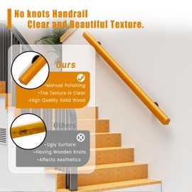 Wood Handrails for Indoor Stairs, 4ft Safety Non-Slip Stair Railing, Professional Pine Handrails Support Rod Complete Kit, for Bars Lofts Kindergarten Guardrail Corridor(4ft)