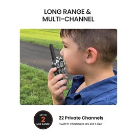 FOREDOM Walkie Talkies for Kids Walkie Talkies Long Range for Boys & Girls Age 3 to 12 Year Old Birthday Cool Army Toys - 2 Pack