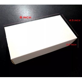 supplymartonline White Cardboard Tuck Top Packing Gift Boxes with Lids, 8"x4.5"x2.5" (5 Pack)