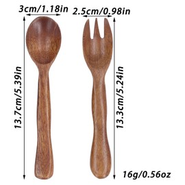 4pcs Wooden Spoons and Forks Japanese Wooden Spoons Fork Utensil Set Spoon Fork Cutlery Set Dinner Utensil Set Kitchen Wooden Tableware Wood Flatware Set for Stirring Eating