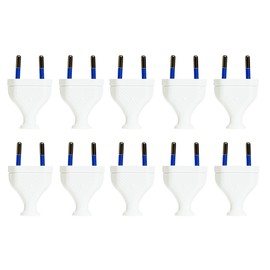 KEL Pack of 10 Euro plugs flat dismountable 2.5 A / 230 V, with IP20 protection class - for indoor use. Euro plug made of plastic plug, white.