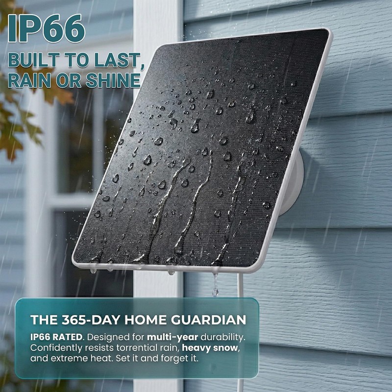 1-Pack 6W Solar Panel for Ring Camera Outdoor Wireless, Fast