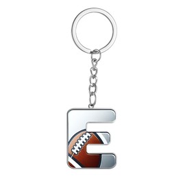 MANZHEN Bag Charms Initial Letter Keychain Coach Bag Charm Football Stainless Steel Keychain for Handbags Sports Bag Dress Accessors(E)