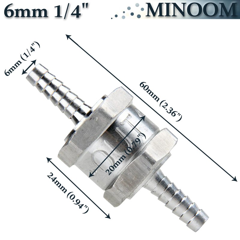 MINOOM Fuel Check Valve One Way Inline Non Return Diesel