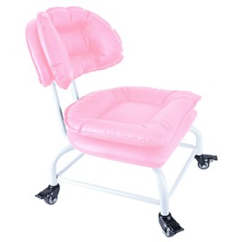 IMMER LIEBEN Rolling Stool Wide Seat with Back Rolling Chair 4 Wheels with Brakes for Home Office Garage Shop Waterproof Roller Seat Durable Steel Stand Pink