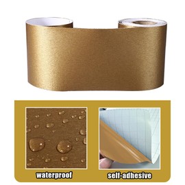 Yija Metallic Color Self Adhesive 3D Peel and Stick Waterproof Wall Border Easy to Apply Kitchen Bathroom Tiles Sticker 4.2x196.8 inch (Gold)