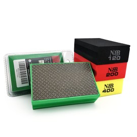 NBB Diamond Grinding Sponge Diamond Polishing Pad Sanding Block Foam Back Diamond Hand Sanding Pad for Grinding Polishing Sharp Edges of Granite Marble Stone Glass Ceramic (4, 60/120/200/400#)