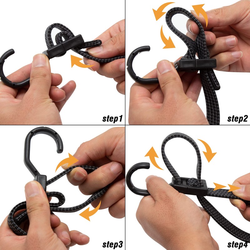 Bungee Cords, Flat Adjustable Bungee Cords with Hooks Heavy Duty