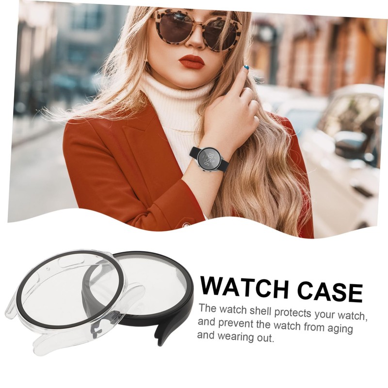 WOONEKY 3pcs Full Coverage Watch Cases Tempered Screen Protectors for