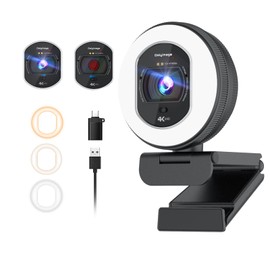 Galyimage 4K Webcam for PC, 4K Web cam with Ring Light, TOF Autofocus, AI Noise-Canceling Mic,Built-in Privacy Cover, Streaming Camera for Live Commerce/Gaming/Beauty