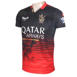 WMX KD Cricket IPL Jersey Supporter Jersey T-Shirt 2023/24 MI, CSK, RCB,KKR,RR,KXIP,SRH,GT,LSG and DC, Rcb, 46