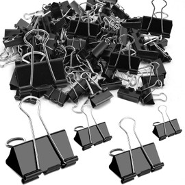 100Pcs Bulldog Clips, 15mm 19mm 25mm 41mm Assorted Size Paper Clips, Metal Foldback Clips, File Money Papper Stationary Clamps for Office School Home Kitchen Shops