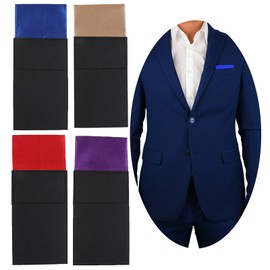 NiceYnn 4 Pack Pre-Fold Square Pockets on Card Handkerchief for Men Costume Formal Wedding Cardboard Adjustable Plain Rectangle A
