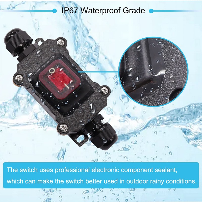 Hmknana IP67 Waterproof Inline Cord Switch 16A/250V 20A/125V AC DPST