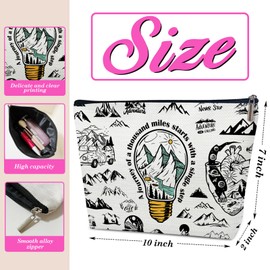 Gifts for Travelers Women, Motivational Travel Quote Makeup Bag, Girls Trip Gifts Favors for Sister Trip Lovers, Cosmetic Travel Bags for Women, A Journey of a Thousand Miles Starts with a Single Step